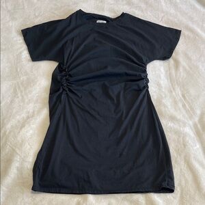 Chic Black Gathered Mini Dress